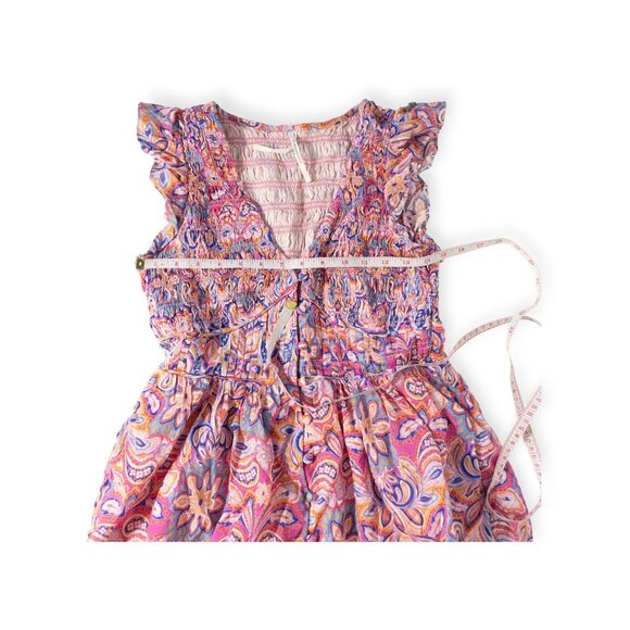 Anthropologie Peregrine Paisley Mini Dress Ruffle Sleeves Pink & Purple SZ SP Bo - Picture 8 of 8